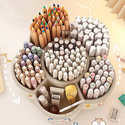 Cartoon Fire Wheel 360 Degree Rotating Pen Holder Storage Box Large Capacity Storage Box Office Desktop Stationery Storage