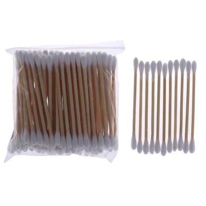 100Pcs/Bag 7.2cm Double Head Disposable Makeup Cotton Swab Soft Cotton Buds For Medical Wood Sticks Nose Ears Cleaning Tools