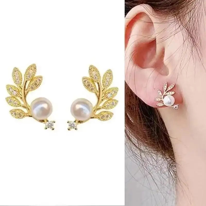 925 Silver Needle Korean Fashion Double V Crystal Earrings For Women Jewelry 2026 Trending Luxury Women's Earrings Behind Ear