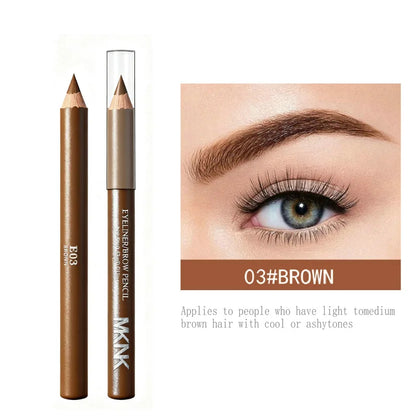 3 Colors Wooden Eyebrow Pencil & Eyeliner Waterproof Smudge Proof Hard Tip Makeup Pencil for Brows Enhancers Eyes Natural Look