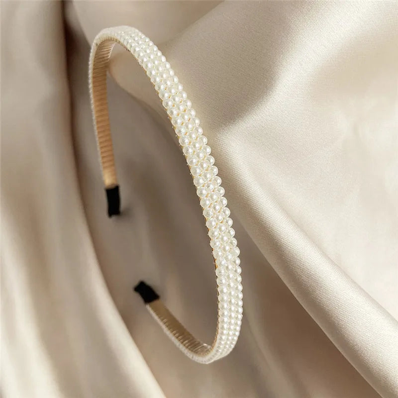VAGZEB Fashion Full Pearl Hairbands Elastic Flower Women Hair Hoop Bands Headband Bezel Girls Hair Accessories Headdress