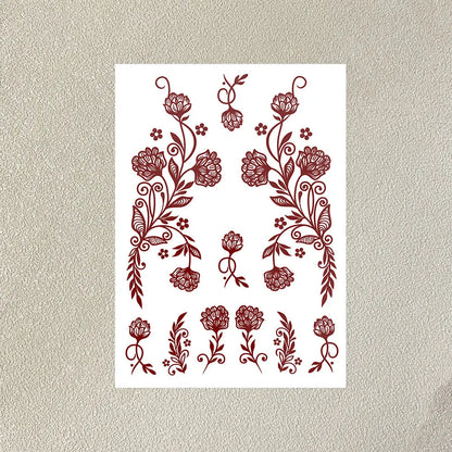 Waterproof Henna Tattoo Stickers for Women Flower Instant Fake Tattoo for Hand Temporary Tattoos for Wedding Party Festival