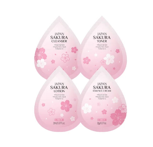 Sakura Skin Care Set Face Cream Serum Toner Facial Cleanser Sunscreen Eye Cream Face Skin Care Set Product Gift Daily Skin Care