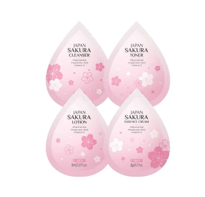 Sakura Skin Care Set Face Cream Serum Toner Facial Cleanser Sunscreen Eye Cream Face Skin Care Set Product Gift Daily Skin Care