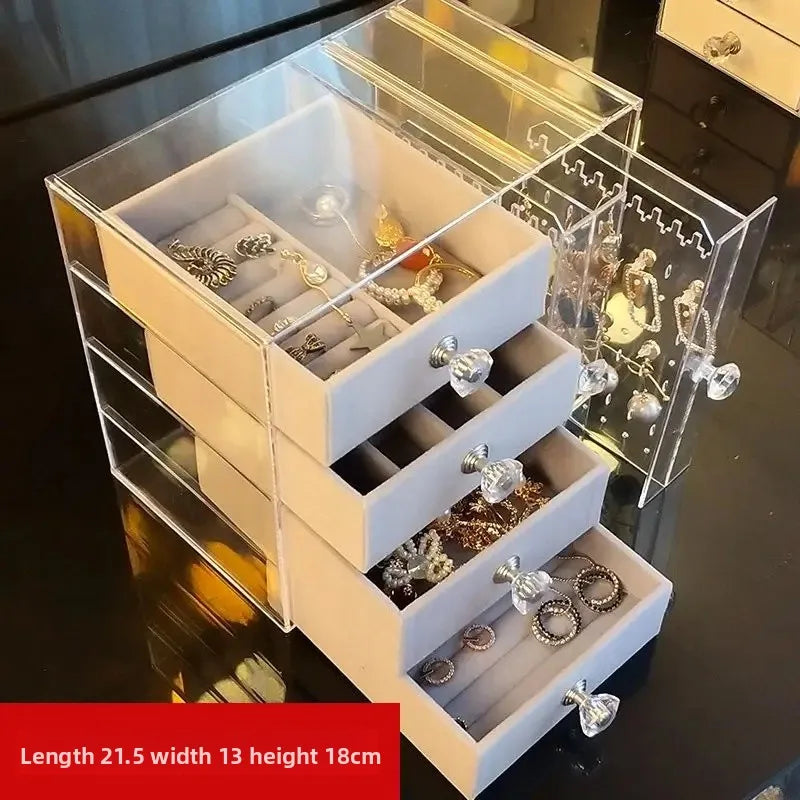 Dustproof Jewelry Display Stand Earring Bracelet Ring Holder Storage Box Plastic Material for Home Garden Decoration