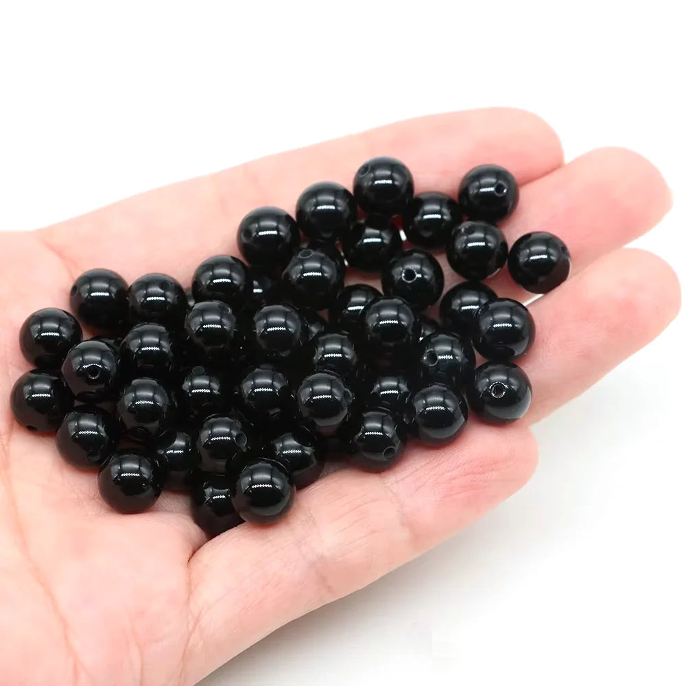 4 6 8 10mm Natural Black Tourmaline Beads Round Smooth Loose Stone Bead For Jewelry Making Diy Bracelet Necklace Accessories