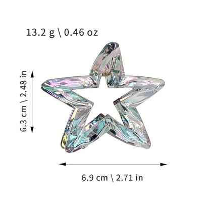Colorful Hollow Five-Pointed Star Shark Clip Simple Transparent Hairpin Sweet Temperament Girls Hairpin Hair Accessories
