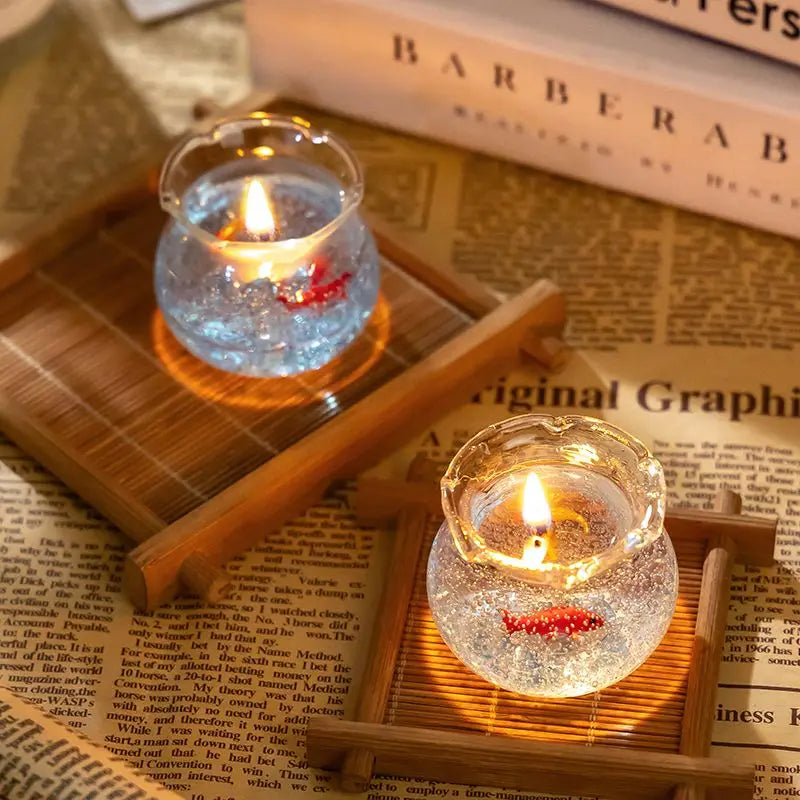 Aromatherapy Candle Bedroom Companion Gift for Niche Bubble Fish Mini Fish Tank Fragrance Candle Lasts Fragrance