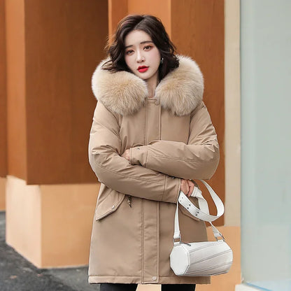 Winter Cashmere and Thick Parkas 2025 New Style Temperament Long Cotton-padded Jacket Large Size Parkas Woman Winter Jacket