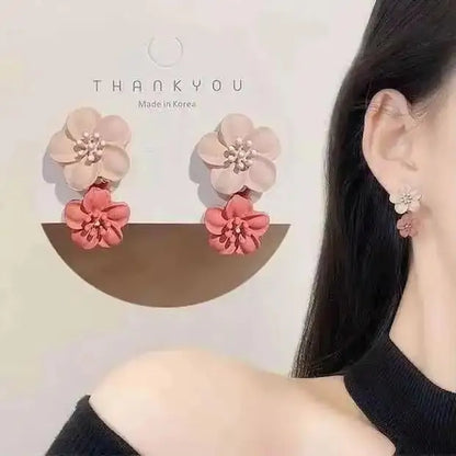 925 Silver Needle Korean Fashion Bowknot Tulip Earrings For Women Jewelry 2026 Trending New Women's White Flower Earrings Brinco