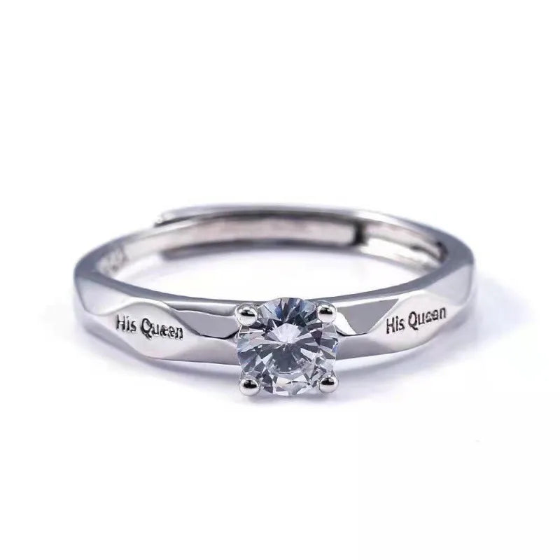 High Quality Adjustable Trendy Couple Wedding Rings for Women &Men Lovers Simple Cubic Zirconia Silver Color Fashion Jewelry