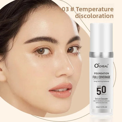 OCHEAL Color Changing Foundation Liquid - Moisturizing Long Lasting Brightening Full Coverage Concealer Makeup