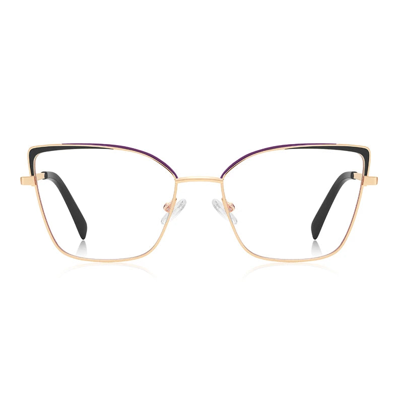 0 -0.5 -0.75 To -6.0 Pink Gold Frame Cat Eye Minus Myopia Glasses Women 1.56 Aspheric Anti Blue Light Prescription Spectacles