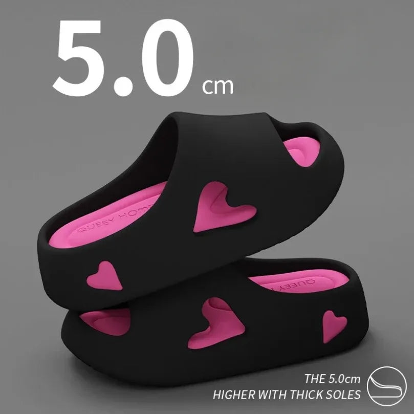 Platform Slipper Flip Flop Women Love Heart Cloud Outdoor Indoor Summer Soft Sandal Slides Ladies Home House Hotel Shoe Flat EVA