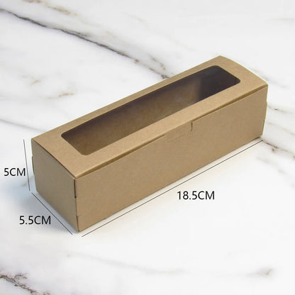 20Pcs Kraft Paper Macaron Boxes with Clear Window 2 Colors White Pastry Packaging Container Dessert Cookies Treat Delivery Box