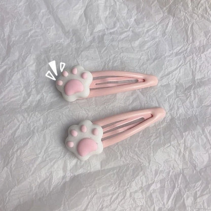 Metal Snap Cartoon Cat Paw Shape Hair Clip New Year Headwear for Woman Birthday Party Carnivals Theme Non-slip Hairpin