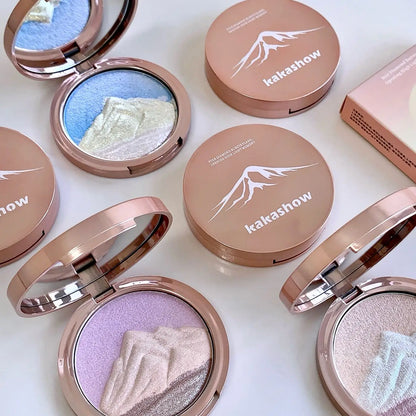 Kakashow 3 colors Sparkling highlighter Pearlescent Smooth Delicate High-Gloss Pressed Powder for Facial Brightening