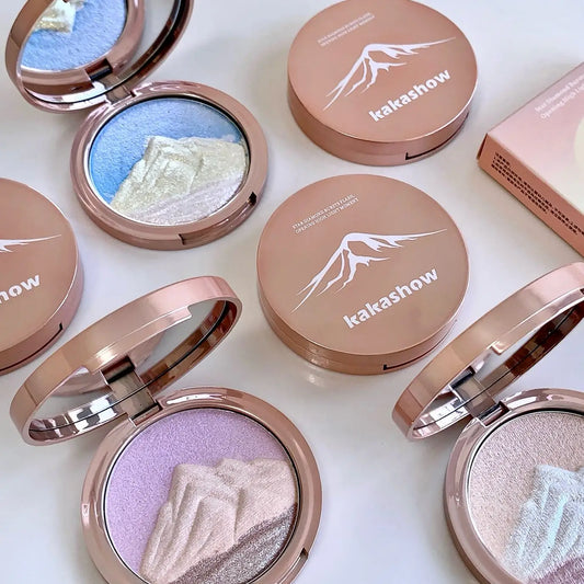 Kakashow 3 colors Sparkling highlighter Pearlescent Smooth Delicate High-Gloss Pressed Powder for Facial Brightening