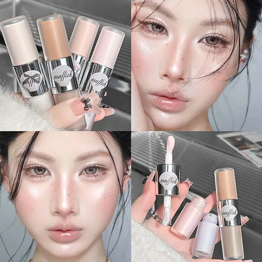 Double-head Liquid Matte Contour Highlighter Glimmer Natural Bronzer Contouring Stick Waterproof Gray Brown Nose Shadow Makeup