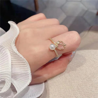 Unique Delicate Flower Opening Adjustable Rings for Women Silver Color Minimalist Finger Ring Engagement Jewelry Female Gift