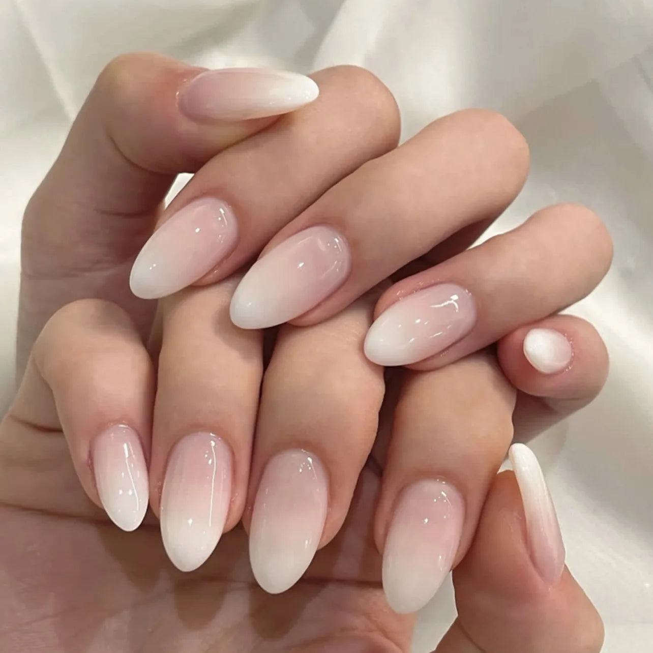 24PCS stiletto false nail tips Mid-length Gradients press on nails wearable full cover fashion false fingernails patch for girls