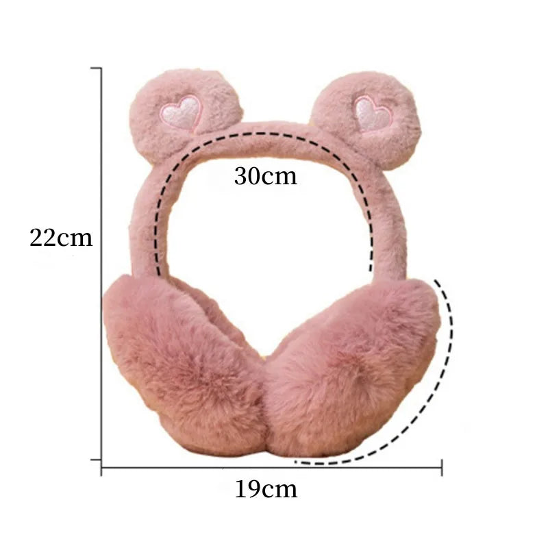 Cute Bear Ears Winter Warm Earmuffs for Women Girls Kids Plush Thick Soft Ear Muffs Protect Ears Foldable Warmer Cover Earflaps