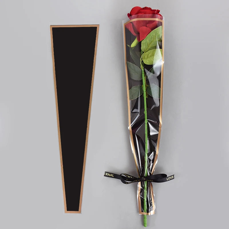 50Pcs Flower Wrapping Bag Clear Rose Floral Bouquet Packaging Bags for Valentine's Day Wedding Birthday Party Gift Decoration
