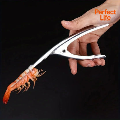 Stainless Steel Shrimp Deveined Device - Ergonomic Fishbone Design，Easy Shell Removal，Kitchen Seafood Preparation Gadget
