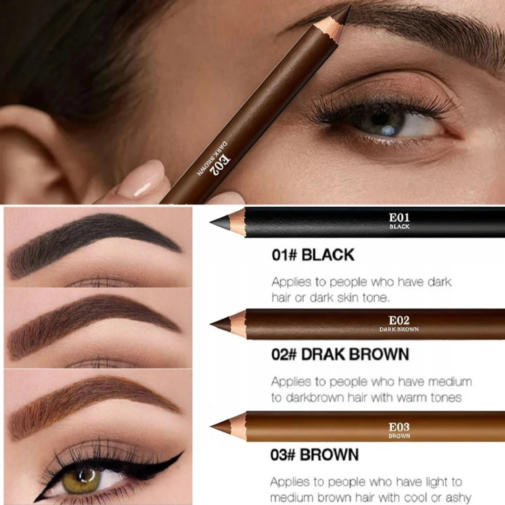Professional Multi-Function Wooden Makeup Pencil Waterproof For Eyebrows & Eyeliner  All-in-One Precision Tip Long Wear Cosmetic