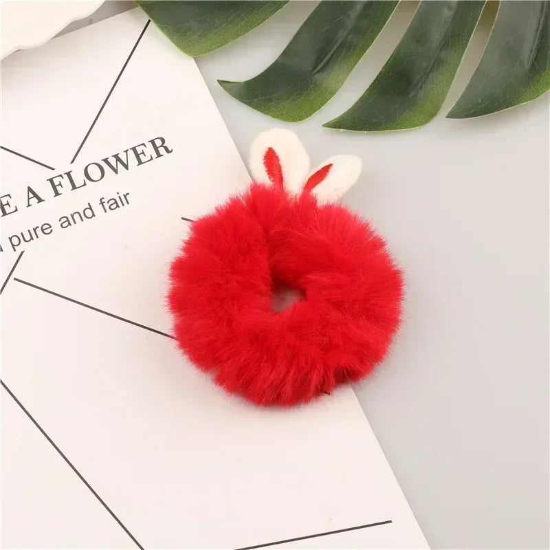 Cartoon Cute Animal Rubber Band for Girls Plush Ponytail Maruko Hair Tie Elastic Hair Ring Headwear Girls Kids Hair Accessories