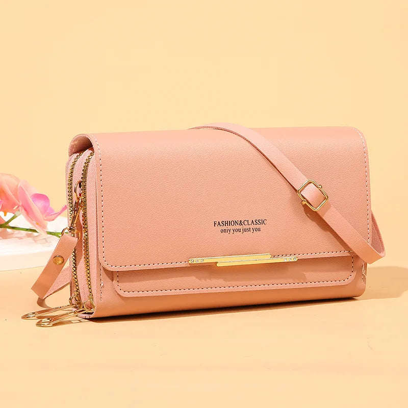 New Women Long Wallet Money Clutch Handbag Korean Large Capacity Multifunctional Shoulder Bag Hand Bag Zipper Purse Mobile Bag