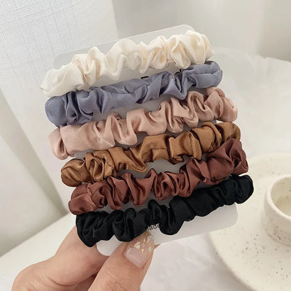 3/6Pcs/Set Silk Hair Scrunchies Elastic Hair Bands Women Elegant Headwear Hair Ties Ponytail Holder Sweet Hair Rope Rubber Bands