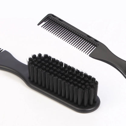 Double-sided Comb Brush Black Small Beard Styling Brush Professional Shave Beard Brush Barber Vintage Carving Cleaning Brush