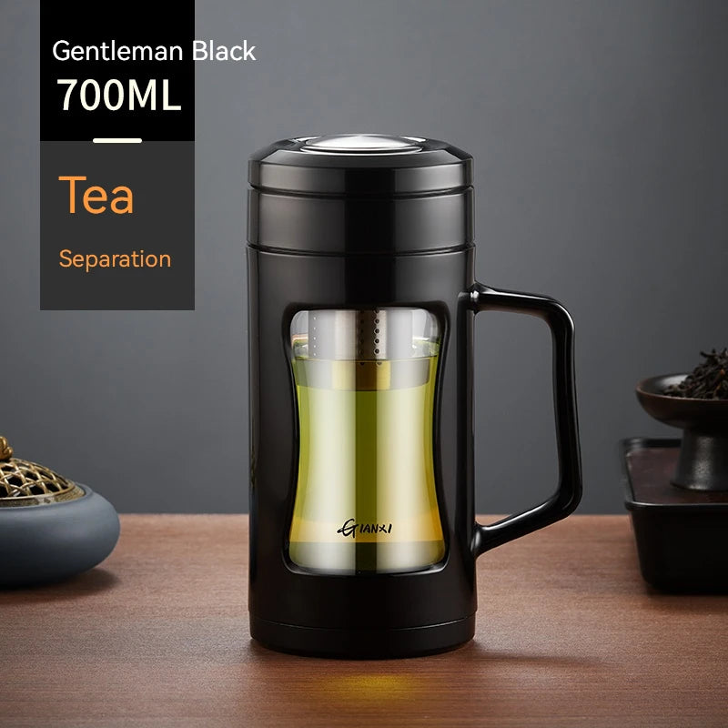 GIANXI Double Glass Water Bottle With Handle Sports Water Bottle Outdoor Travel Portable Leak Proof Drink Tea Separation Cup
