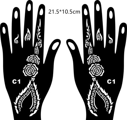 2025 New Professional Henna Stencil Temporary Hand Tattoo Body Art Sticker Template Wedding Tool Flower Tattoo Stencil