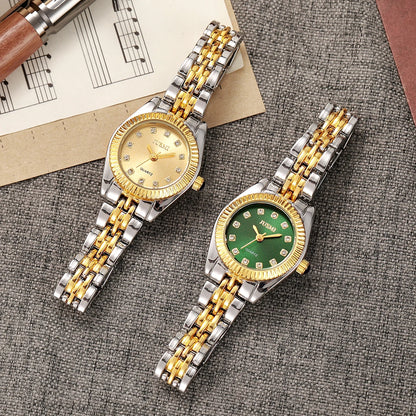Ladies' fashionable temperament, small dial Aurora watch, diamond strap, quartz watch