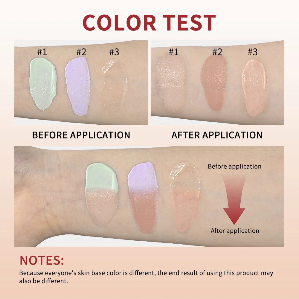 Lakerain CC Cream Color Changing Liquid Foundation High Coverage Even Skin Tone Moisturize Foundation Primer Korean Makeup