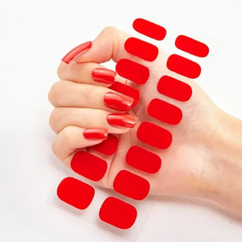 16Tips Nude Semi-Cured Gel Nail Wraps Sticker Long-Lasting UV LED Lamp French Nail Decal Full Cover Waterproof Semi-Cured Sticke