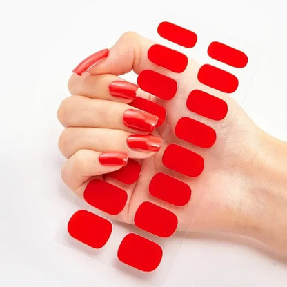 16Tips Nude Semi-Cured Gel Nail Wraps Sticker Long-Lasting UV LED Lamp French Nail Decal Full Cover Waterproof Semi-Cured Sticke