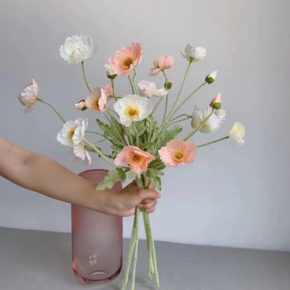 Artificial Poppy Flowers Bouquet Silk Fake Flowers For Home Garden Decor Marriage Party Wedding Decoration DIY Vase Accessories