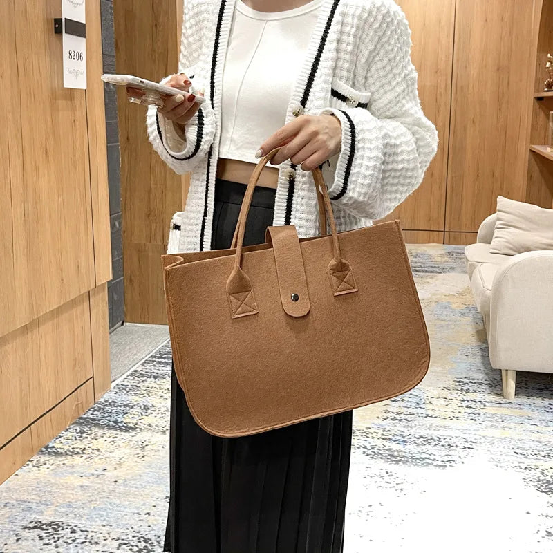 New Fashion Women Bag Felt Cloth HandBag Female Large Capacity Totes Ladies Solid Color Travel Shopping Bags Purses bolso mujer