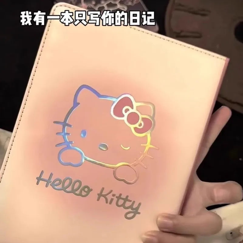 Kawaii Japanese Style Cartoon Hello Kitty Leather Notebook Soft PU Colored Page Diary High-Value Cute Surprise Gift for Fans
