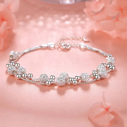 Fine 925 Sterling Silver Lucky Bead Bracelets For Woman Luxury Original Multi-layer Charm Bracelet Elegant Party Jewelry Gifts