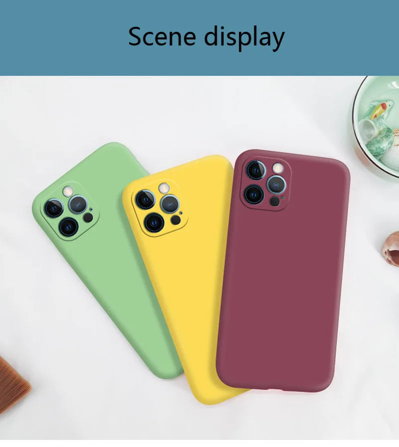 Original Soft Silicone Phone Case For iPhone 14 13 11 12 15 Pro Max Mini X XR XS 7 8 Plus SE 2020 Shockproof Back Cover Cases