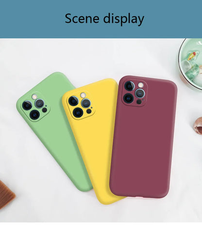 Original Soft Silicone Phone Case For iPhone 14 13 11 12 15 Pro Max Mini X XR XS 7 8 Plus SE 2020 Shockproof Back Cover Cases