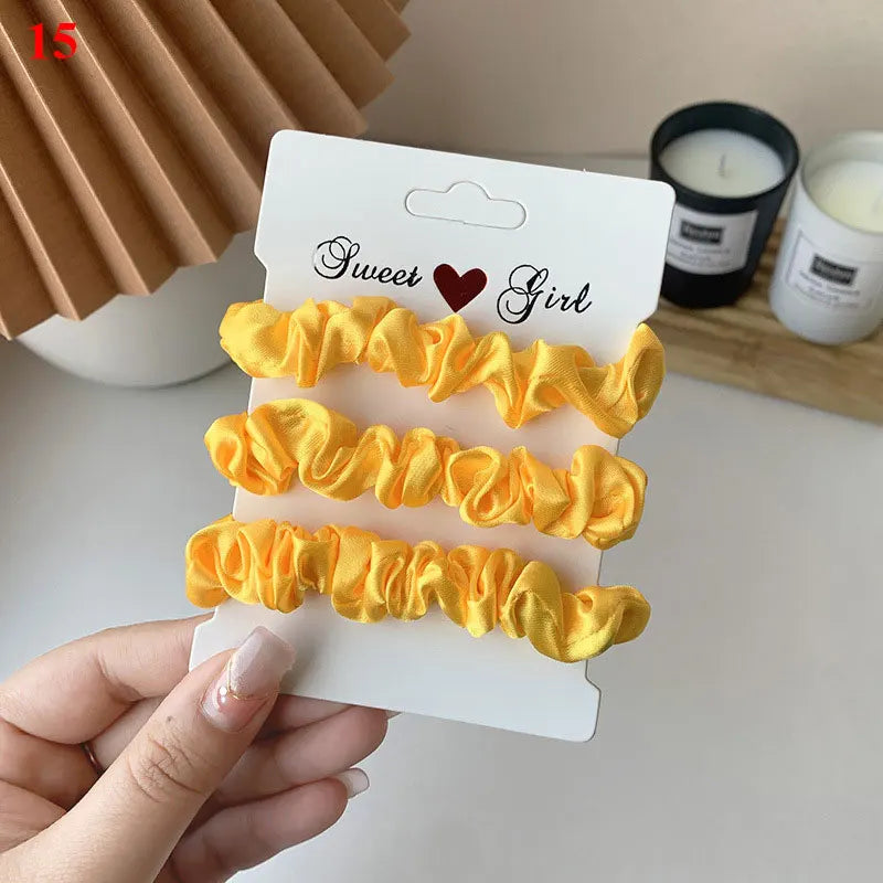 3/6Pcs/Set Silk Hair Scrunchies Elastic Hair Bands Women Elegant Headwear Hair Ties Ponytail Holder Sweet Hair Rope Rubber Bands