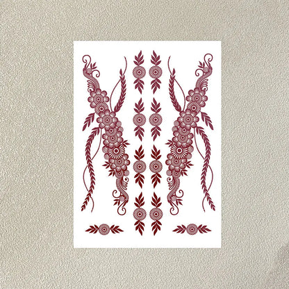 Waterproof Henna Tattoo Stickers for Women Flower Instant Fake Tattoo for Hand Temporary Tattoos for Wedding Party Festival