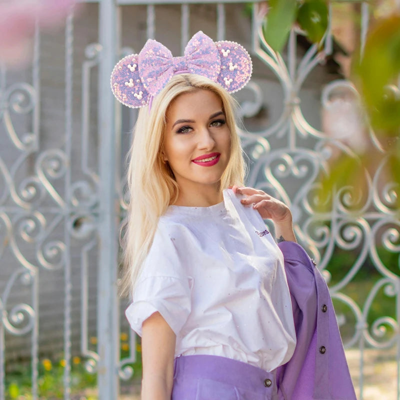 New Trendy Mouse Ears Headband Mickey 3.3"Velvet For Girls Soft Bow Hairband Halloween Festival Party Trip DIY Hair Accessories