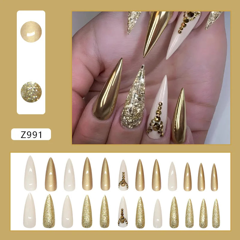 Caramel Flower 24 Pcs Press on Nails Pink Gradient Fake Nails Glossy Artificial Finger Manicure Reusable False Nails for Women
