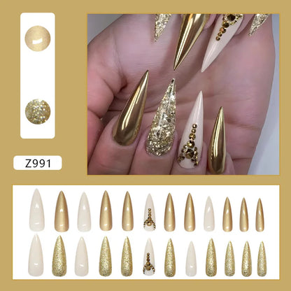 Caramel Flower 24 Pcs Press on Nails Pink Gradient Fake Nails Glossy Artificial Finger Manicure Reusable False Nails for Women